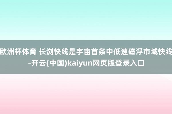 欧洲杯体育 长浏快线是宇宙首条中低速磁浮市域快线-开云(中国)kaiyun网页版登录入口