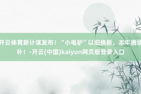 开云体育新计谋发布！“小电驴”以旧换新，本年赓续补！-开云(中国)kaiyun网页版登录入口