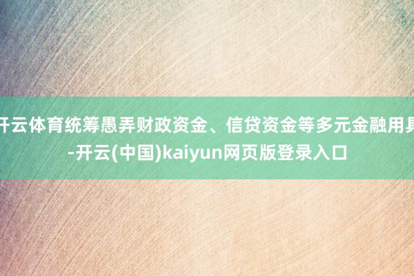 开云体育统筹愚弄财政资金、信贷资金等多元金融用具-开云(中国)kaiyun网页版登录入口